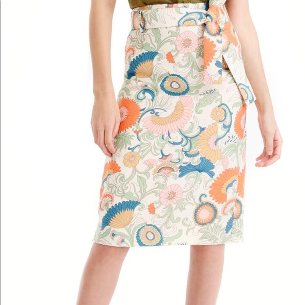 J. Crew Ornate Floral Tie Waist Skirt Size 10, EUC